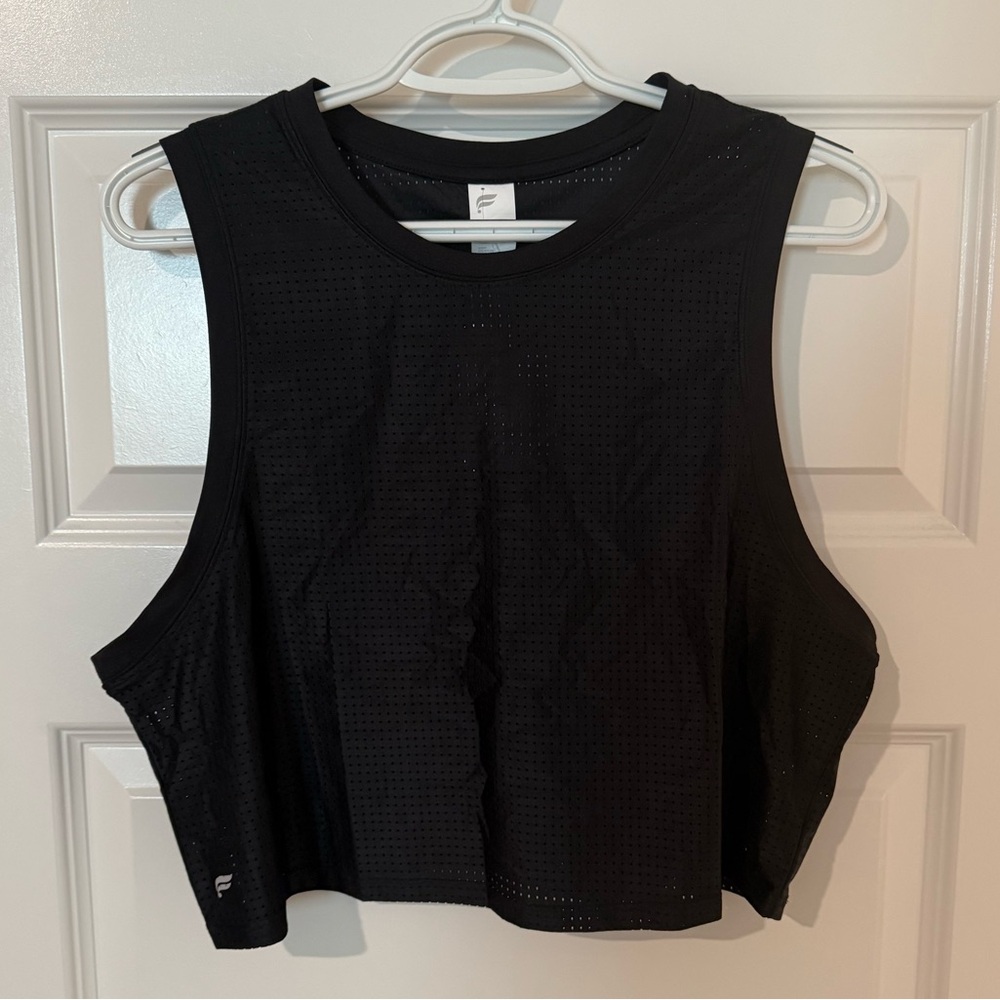 Fabletics Black Sleeveless Mesh Muscle Crop Top